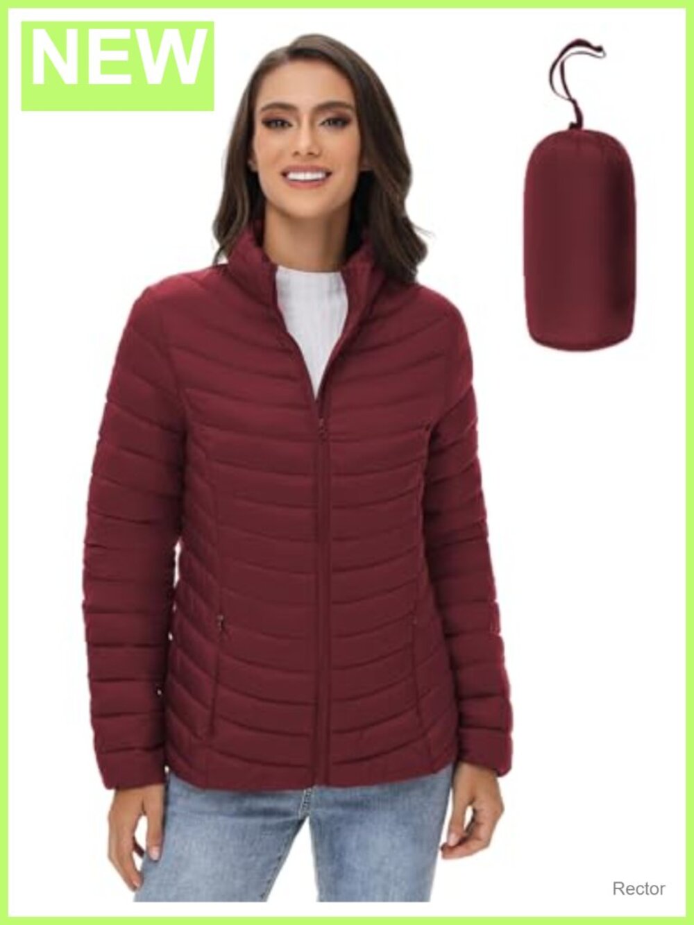 Women's Packable Puffer Jacket Lightweight Quilted Winter Coat with Stand Collar